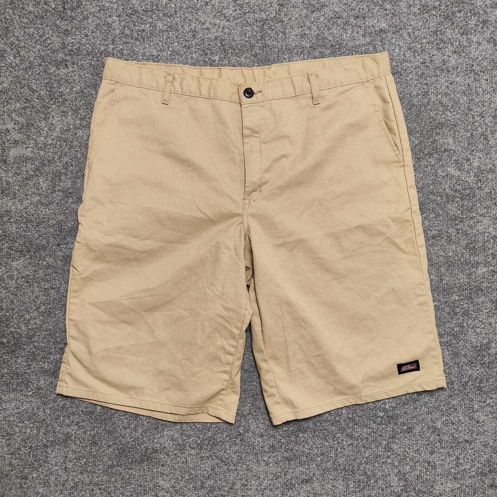 Dickies Shorts Mens 40 Beige Chino Canvas Flat Front Workwear Pockets Casual